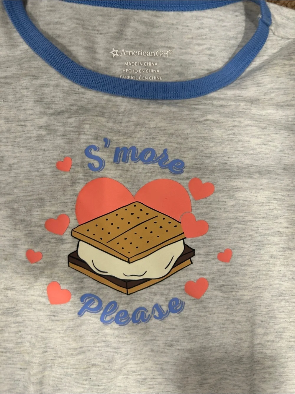 American Girl Gray & Bright Blue S'mores Graphic Pajama Set